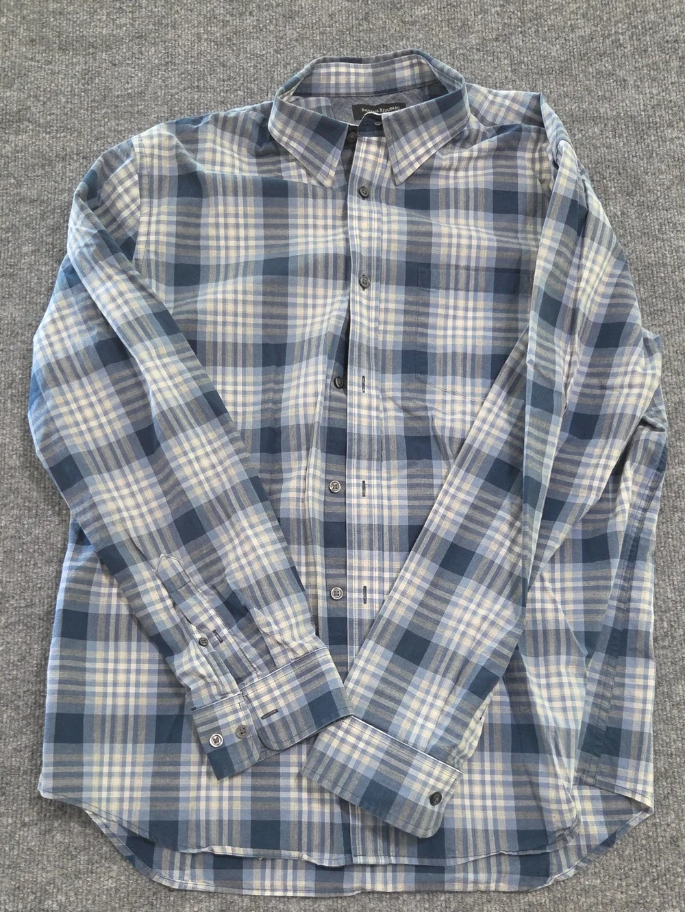 Banana Republic Blue and White Plaid Button-Down Shirt